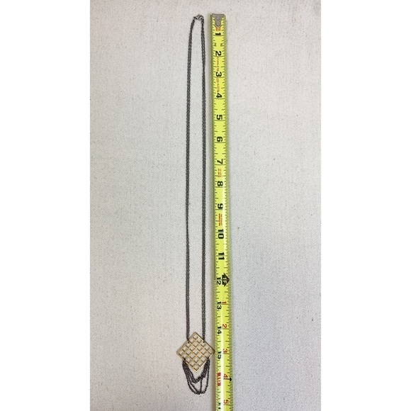 Mixed metal Grid pendant Necklace - Picture 4 of 4